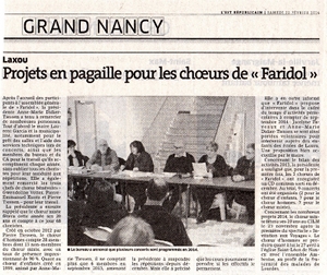 Article paru suite à l'assemblée générale en janvier 2014