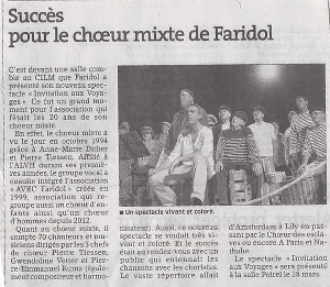 Article paru suite à la première du nouveau spectacle en octobre 2014