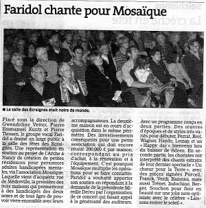 Article sur le concert aux Ecraignes de Villers