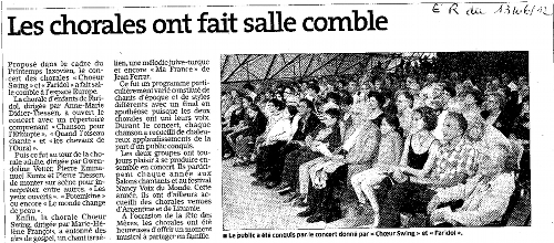 Article concert à l'espace europe pour le printemps Laxovien