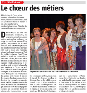 Article annonçant le spectacle à Villers