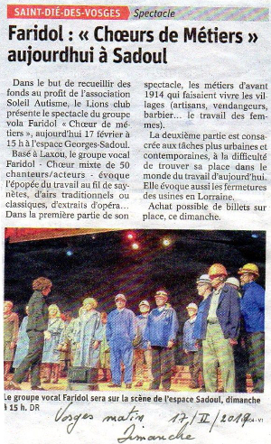 Article suite au spectacle à Saint-Dié